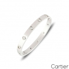 Cartier White Gold Full Diamond Love Bracelet Size 17 B6040717 Cartier White Gold Full Diamond Love Bracelet Size 17 B6040717